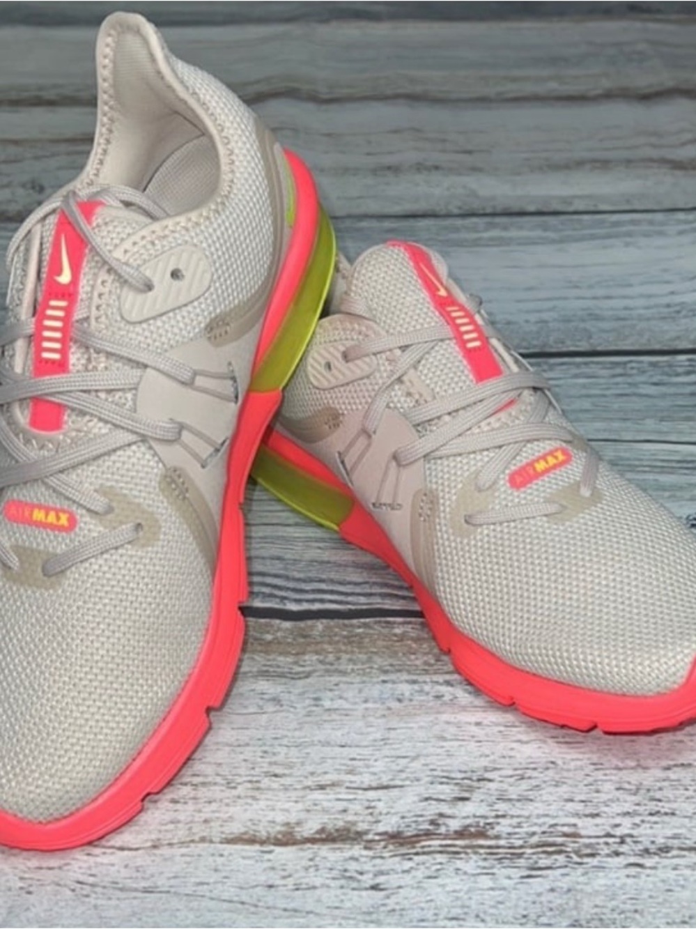 Women's Nike Air Max Sequent 3 'Light Bone/ Volt-Hot Punch Size 6